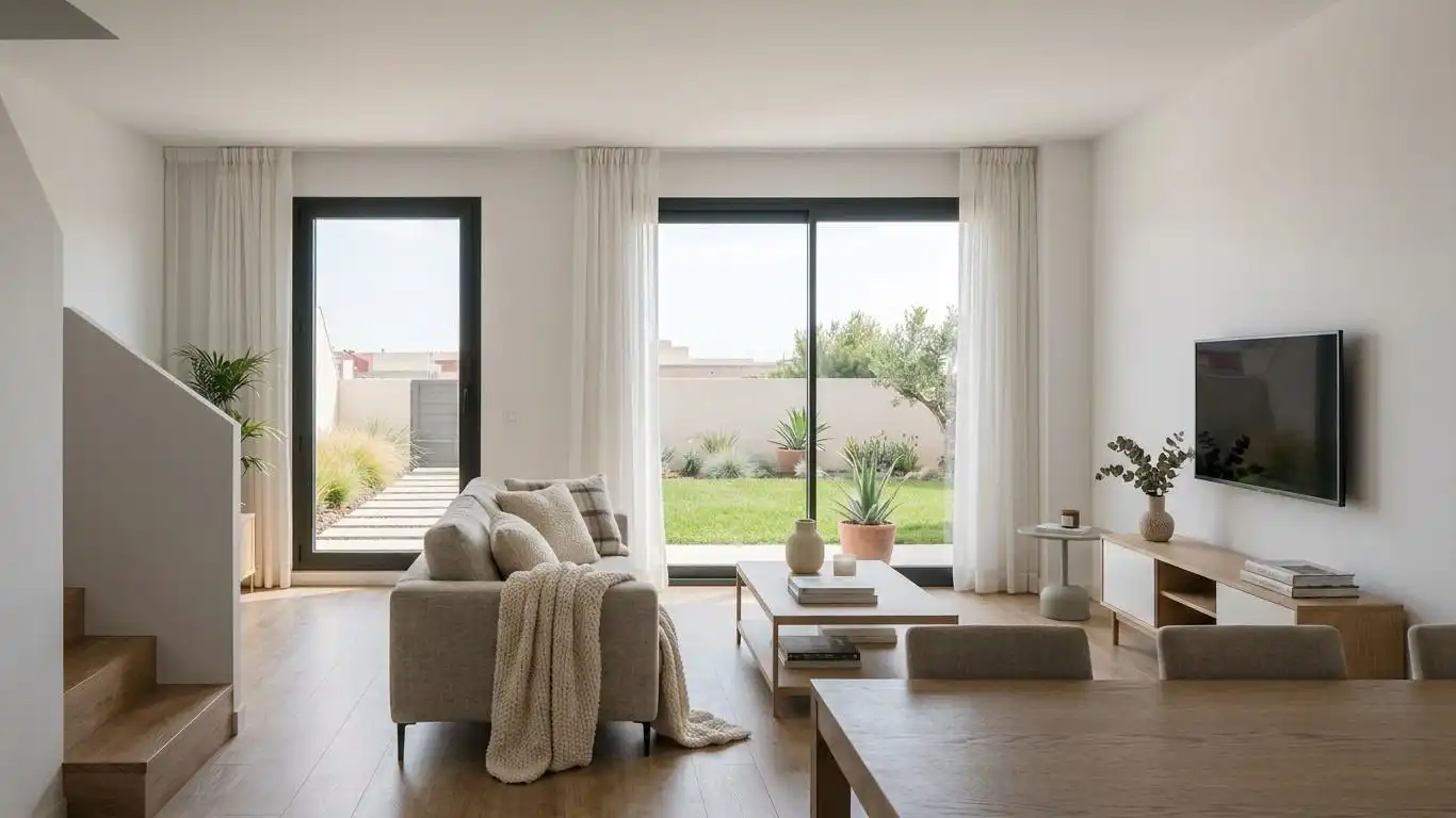 Sala d'estar de Casa adosada en venda en Almazora / Almassora amb Terrassa i Piscina comunitària