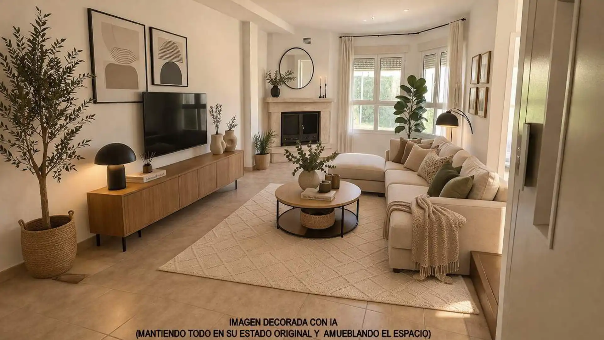 Sala de estar de Casa adosada en venta en La Gineta con Aire acondicionado, Calefacción y Terraza