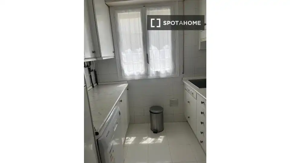 Cuina de Apartament per a compartir en Madrid amb Aire condicionat, Terrassa i Moblat