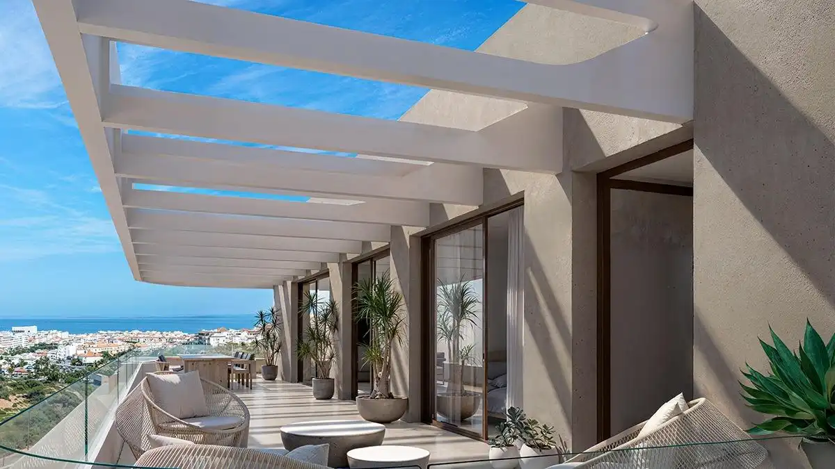Terrasse von Wohnungen zum Verkauf in Estepona mit Klimaanlage, Terrasse und Abstellraum
