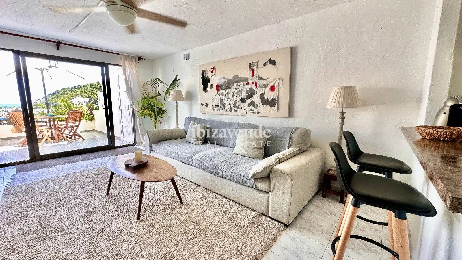 Living room of Duplexes for rent in Santa Eulària des Riu  with Air Conditioner, Terrace and Swimming Pool