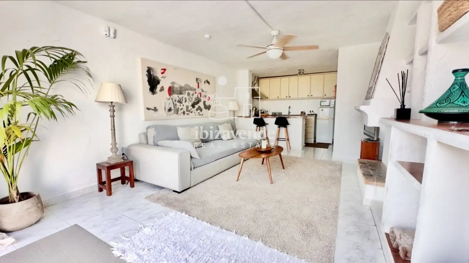 Living room of Duplexes for rent in Santa Eulària des Riu  with Air Conditioner, Terrace and Swimming Pool
