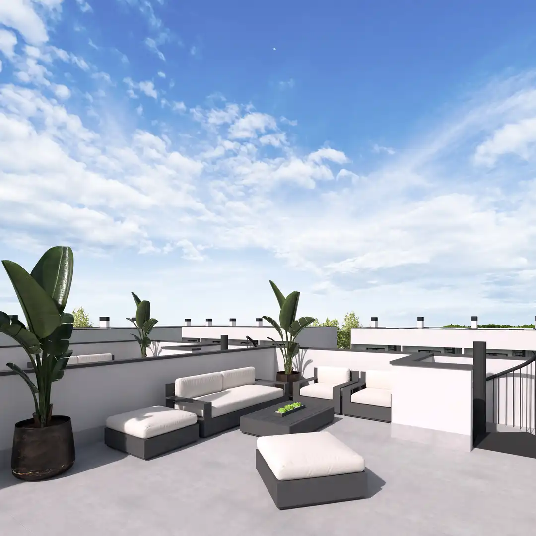 Terrasse von Einfamilien-Reihenhaus zum Verkauf in El Vendrell mit Klimaanlage, Heizung und Privatgarten