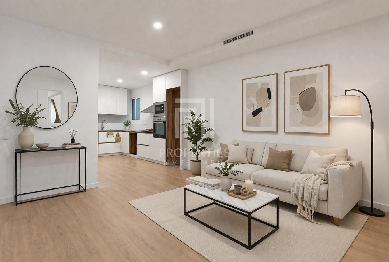 Living room of Flat for sale in  Barcelona Capital  with Air Conditioner, Parquet flooring and Terrace