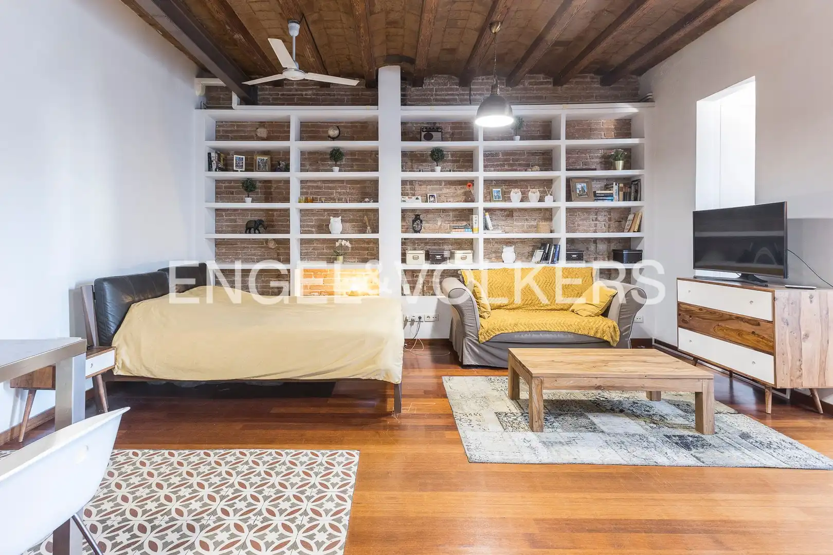 Wohnzimmer von Wohnung zur Miete in Barcelona mit Klimaanlage, Heizung und Parkett