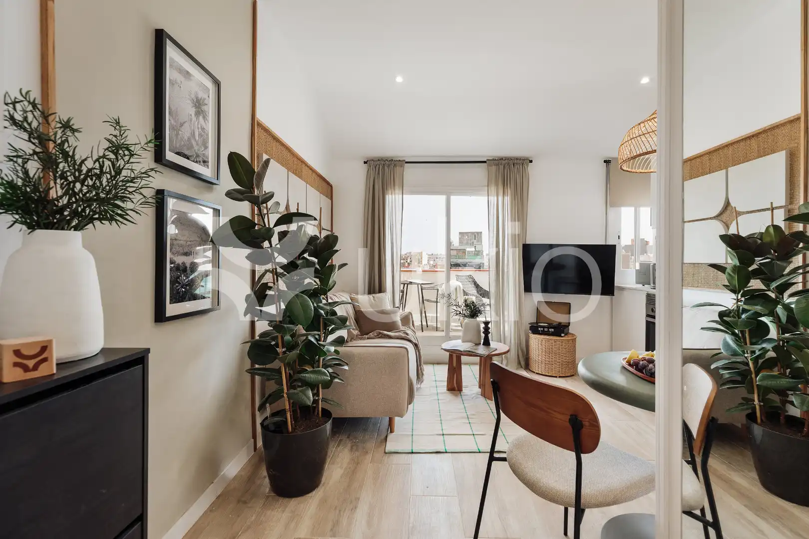 Wohnzimmer von Wohnungen zur Miete in Barcelona mit Klimaanlage, Heizung und Terrasse