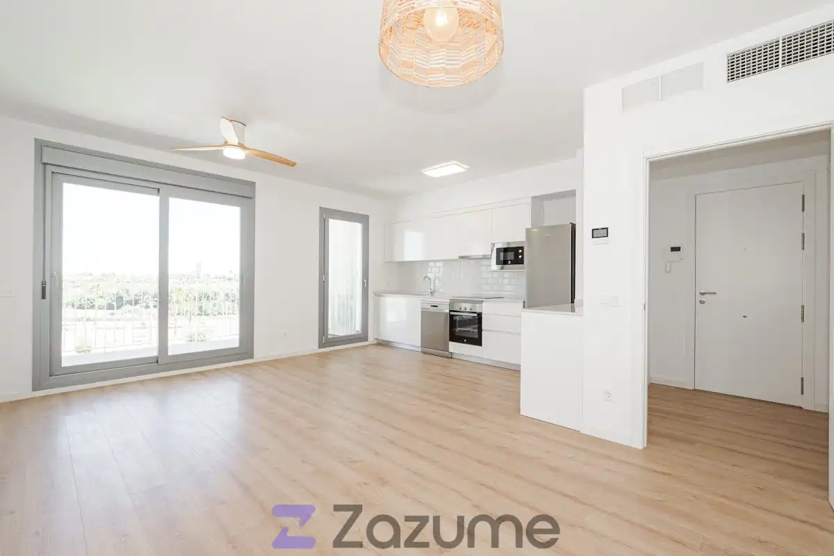 Wohnzimmer von Wohnung zur Miete in Dos Hermanas mit Klimaanlage, Heizung und Privatgarten