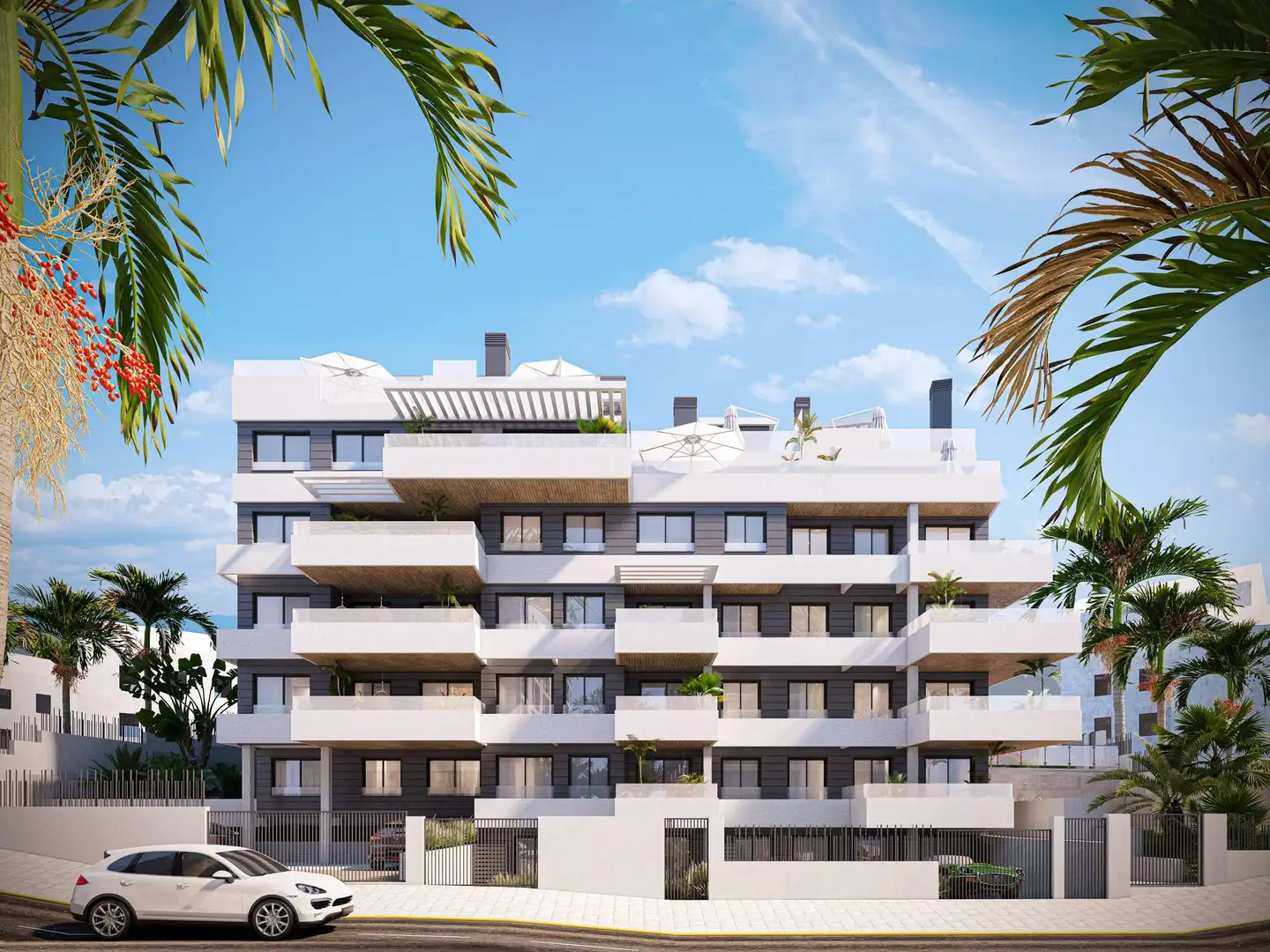 Außenansicht von Erdgeschoss zum Verkauf in Estepona mit Klimaanlage, Terrasse und Schwimmbad