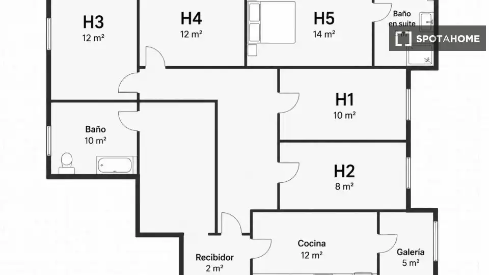 Flat for share in Valencia  with Air Conditioner, Heating and Furnished