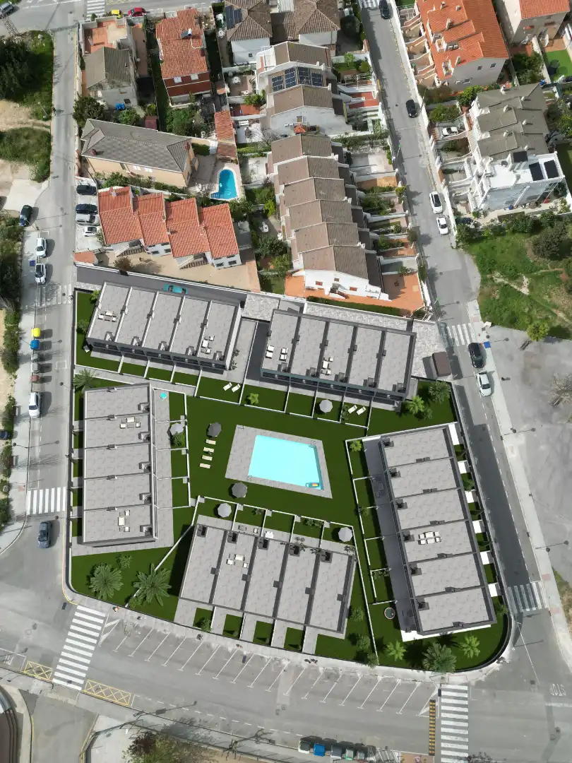 Außenansicht von Einfamilien-Reihenhaus zum Verkauf in El Vendrell mit Klimaanlage, Heizung und Privatgarten