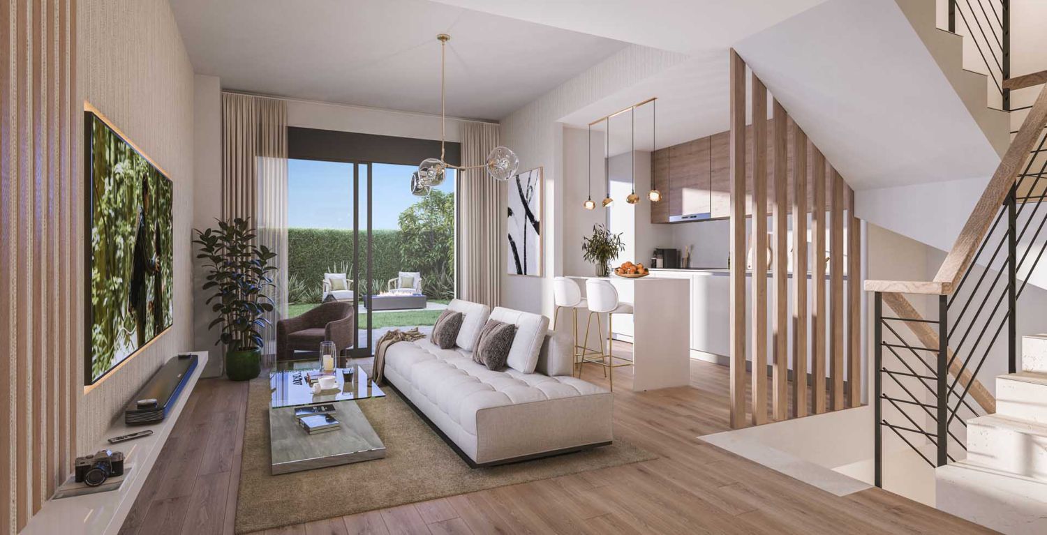 Sala d'estar de Casa adosada en venda en Málaga Capital amb Calefacció, Parquet i Terrassa