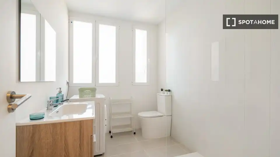 Bany de Apartament per a compartir en Madrid amb Aire condicionat, Terrassa i Moblat