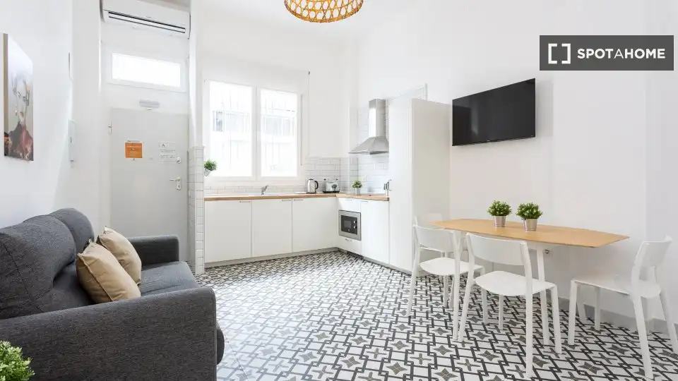 Kitchen of Study for share in Málaga  with Air Conditioner, Terrace and Furnished