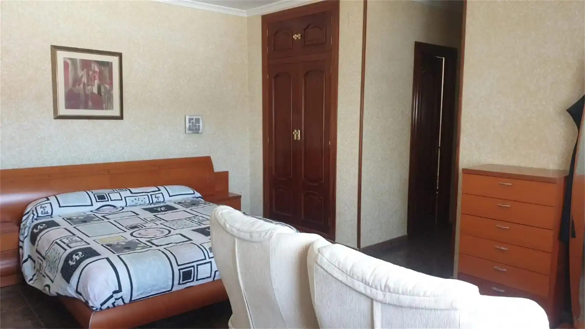 Bedroom of Flat for sale in Santa María de Huerta  with Air Conditioner, Furnished and Oven