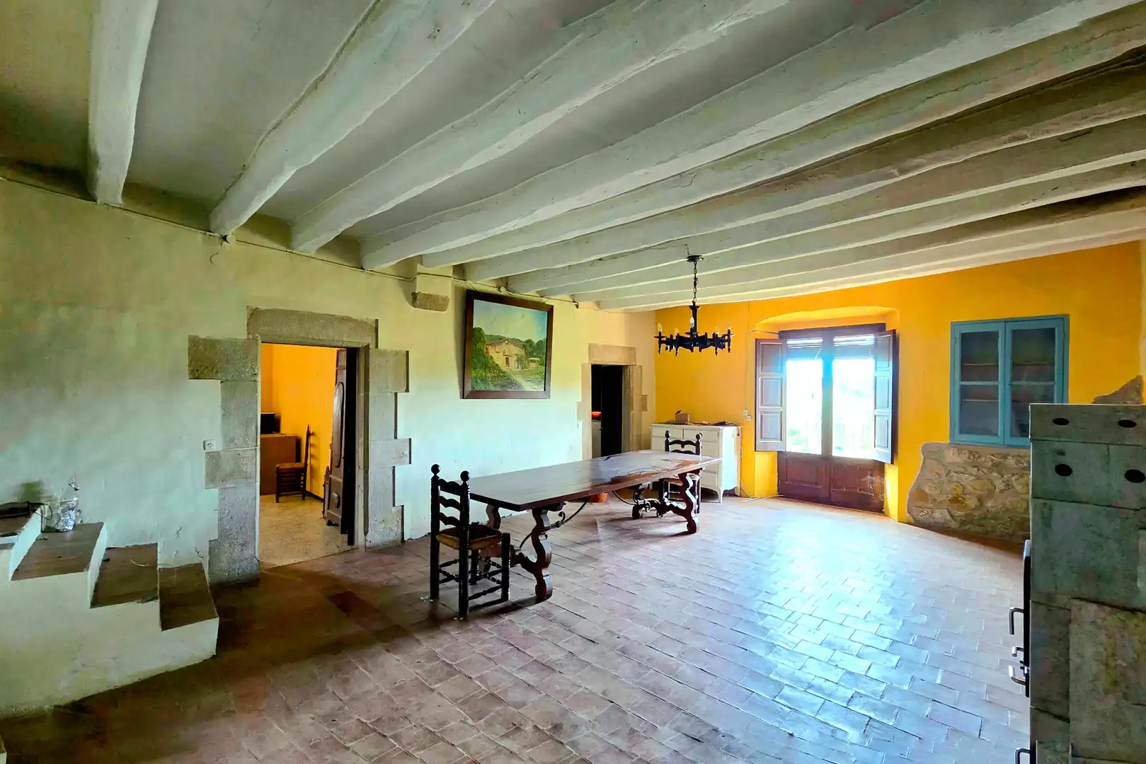 Menjador de Finca rústica de lloguer en Corçà amb Jardí privat, Parquet i Moblat