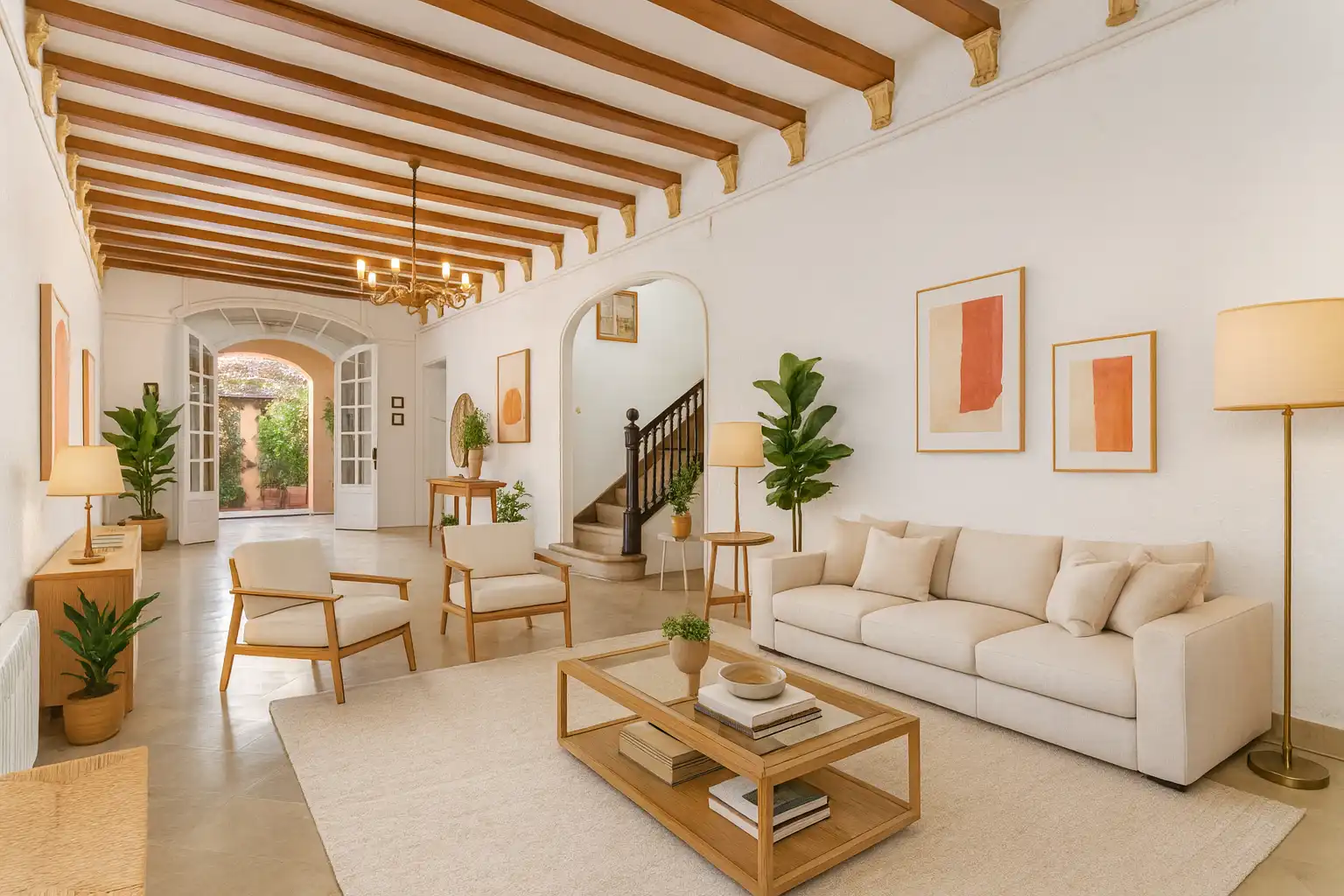 Wohnzimmer von Haus oder Chalet zum Verkauf in Teià mit Klimaanlage, Heizung und Privatgarten