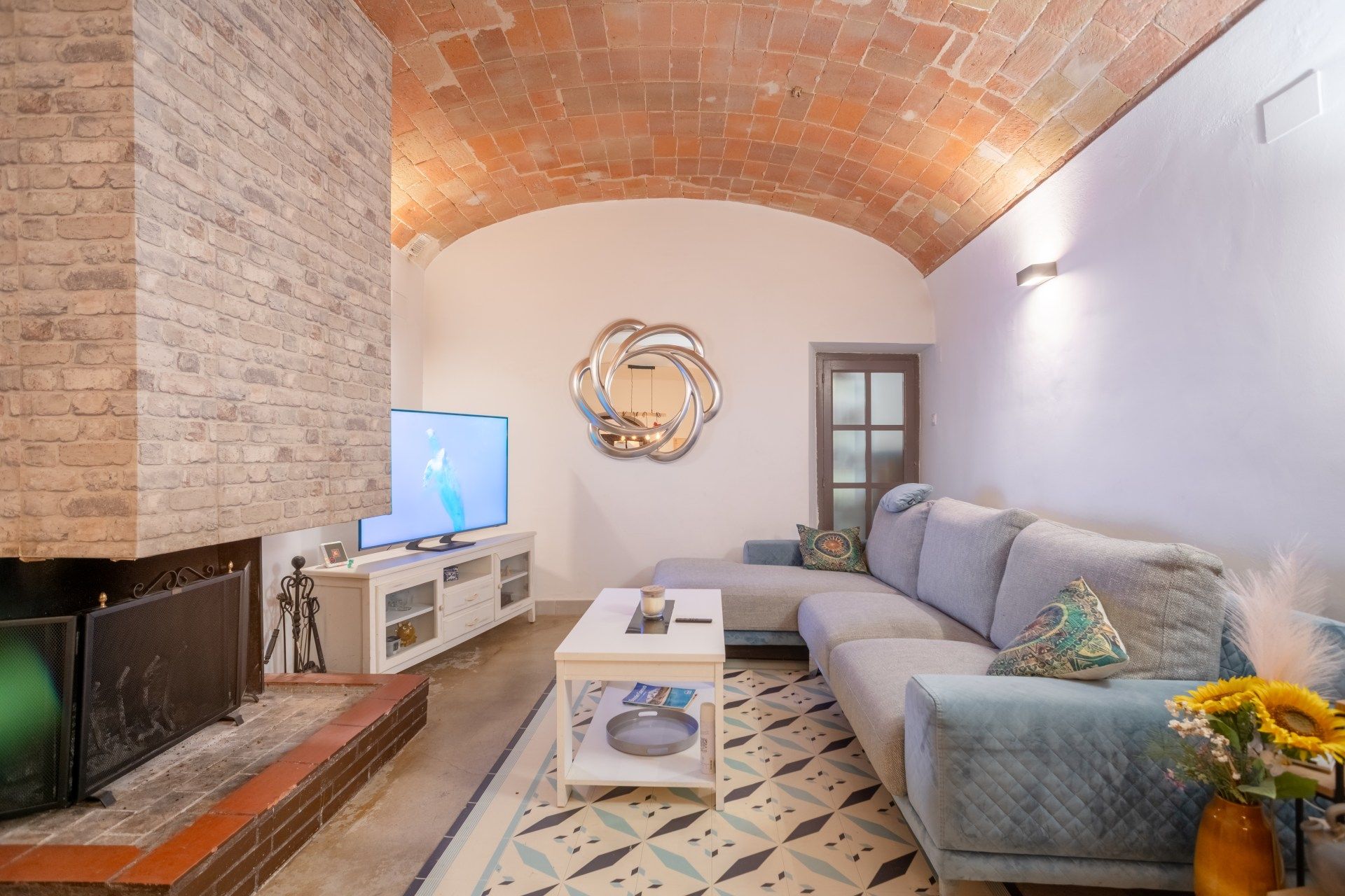 Living room of Single-family semi-detached for sale in Sarrià de Ter  with Heating, Terrace and Storage room