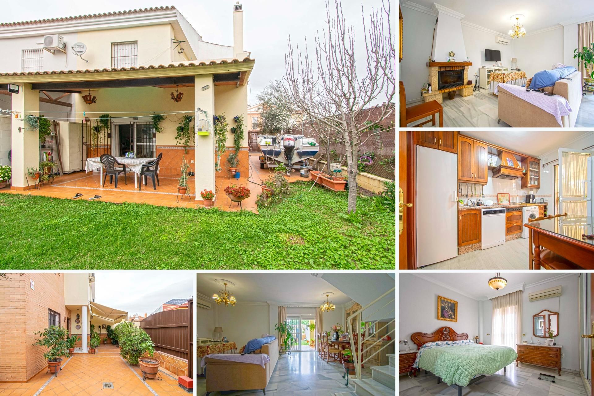 Exterior view of Single-family semi-detached for sale in Gelves  with Air Conditioner, Private garden and Terrace