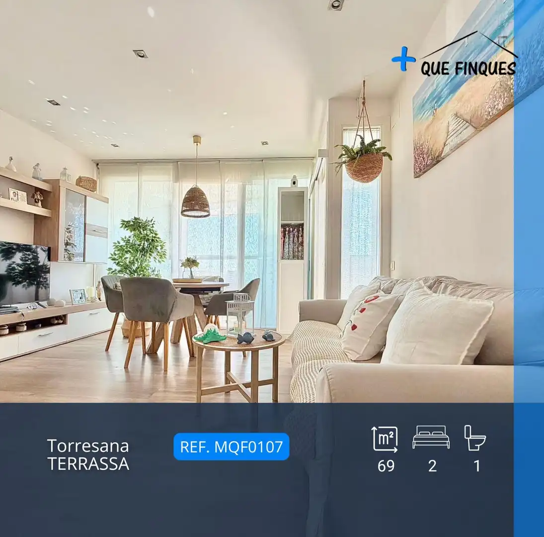 Living room of Flat for sale in Terrassa  with Heating, Parquet flooring and Terrace