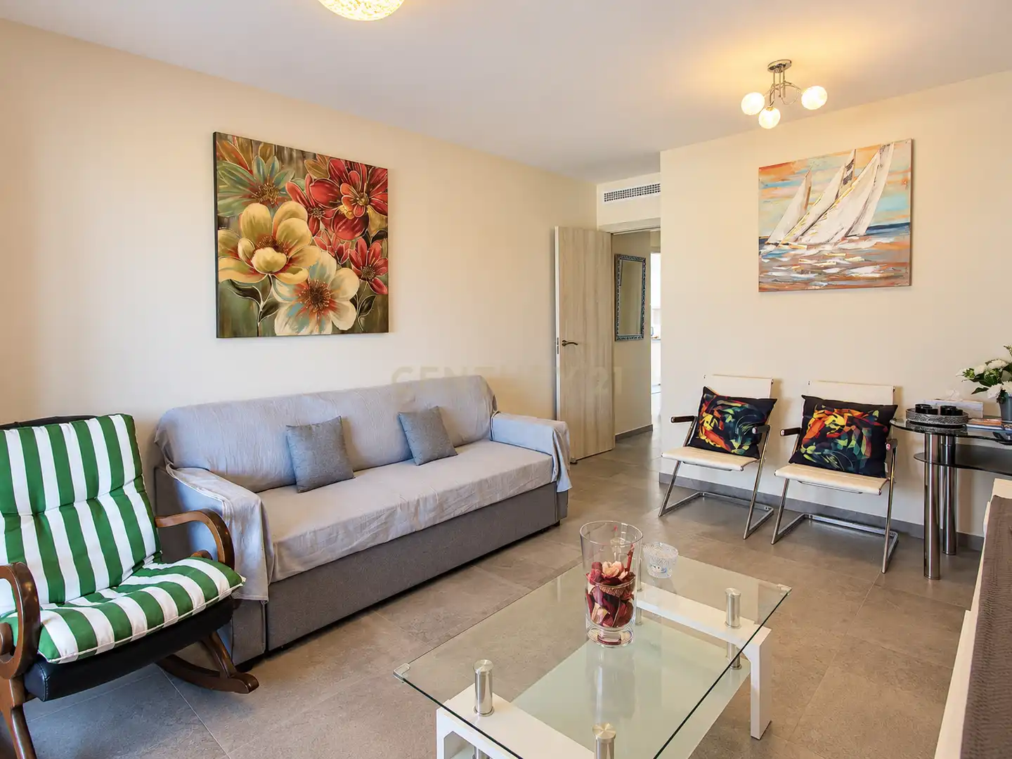 Wohnzimmer von Wohnungen zur Miete in Calpe / Calp mit Klimaanlage, Abstellraum und Ofen