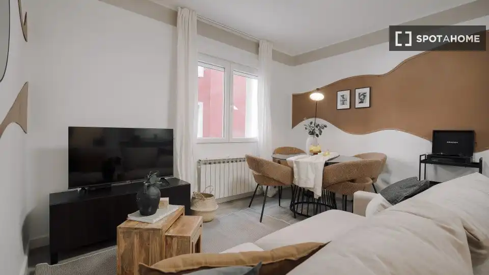 Sala d'estar de Apartament per a compartir en Madrid amb Aire condicionat, Terrassa i Moblat
