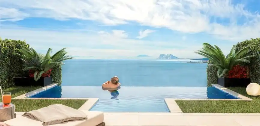 Swimming pool of Houses for rent in Manilva  with Air Conditioner, Private garden and Parquet flooring