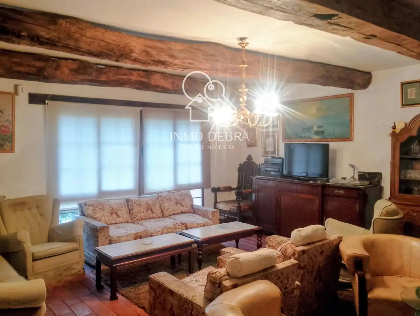 Wohnzimmer von Einfamilien-Reihenhaus zum Verkauf in Cudillero mit Heizung, Privatgarten und Terrasse