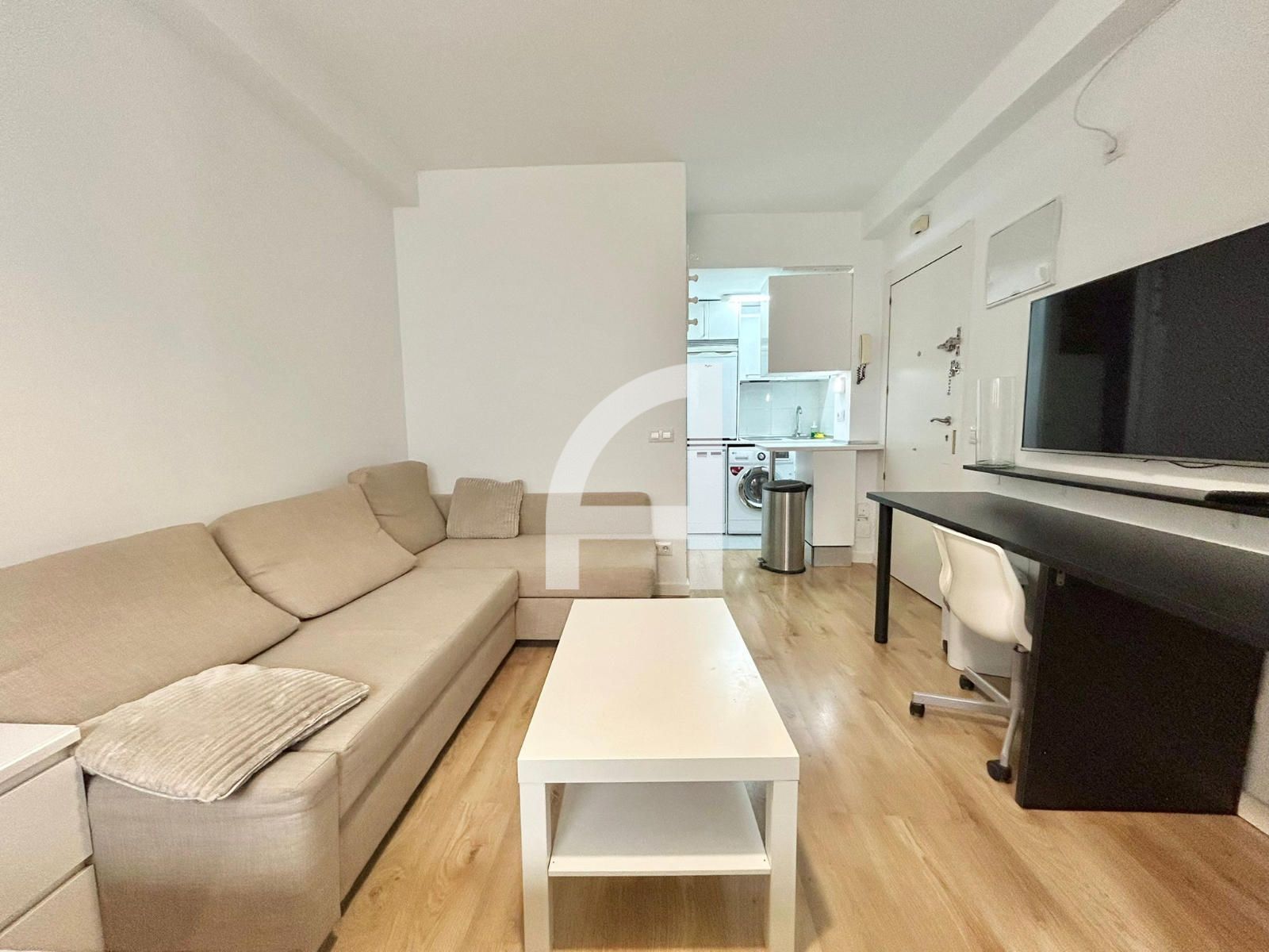 Sala d'estar de Estudi de lloguer en  Madrid Capital amb Aire condicionat, Calefacció i Moblat