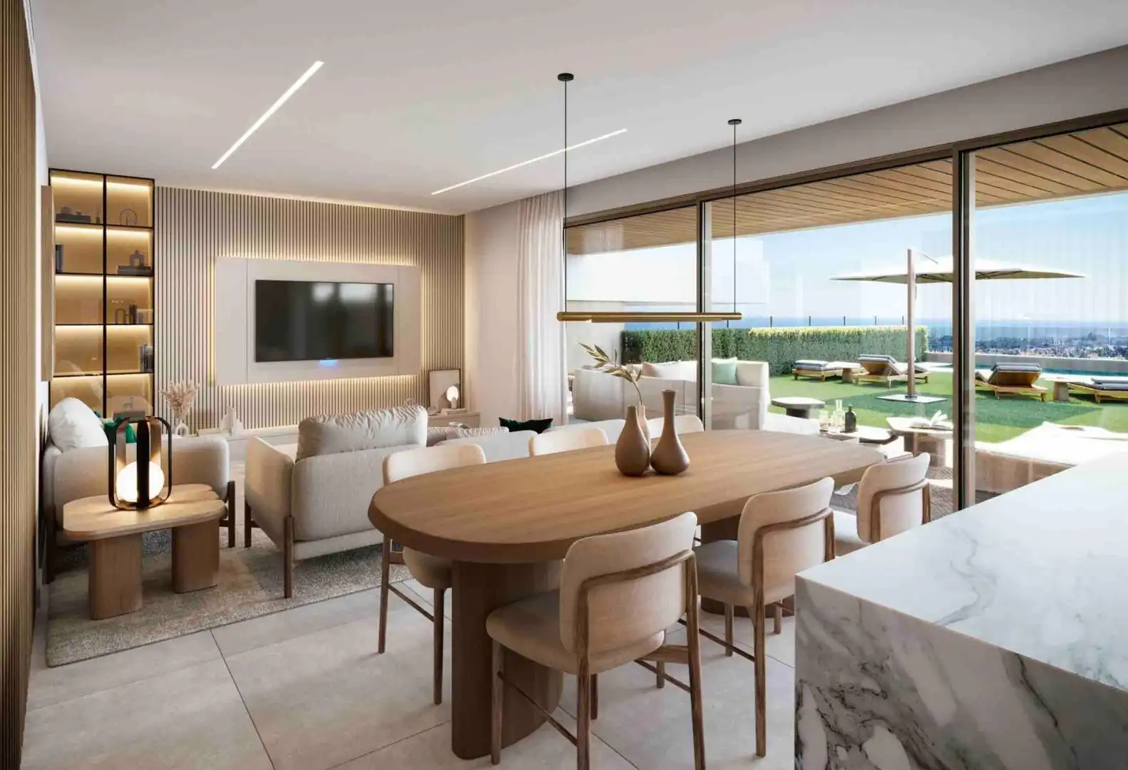 Sala de estar de Apartamento en venta en Estepona con Terraza