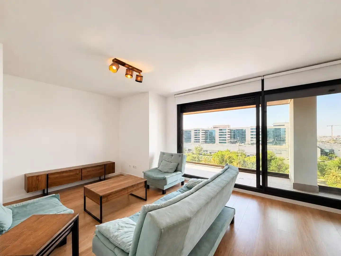 Wohnzimmer von Wohnung zur Miete in Valencia mit Klimaanlage, Terrasse und Balkon
