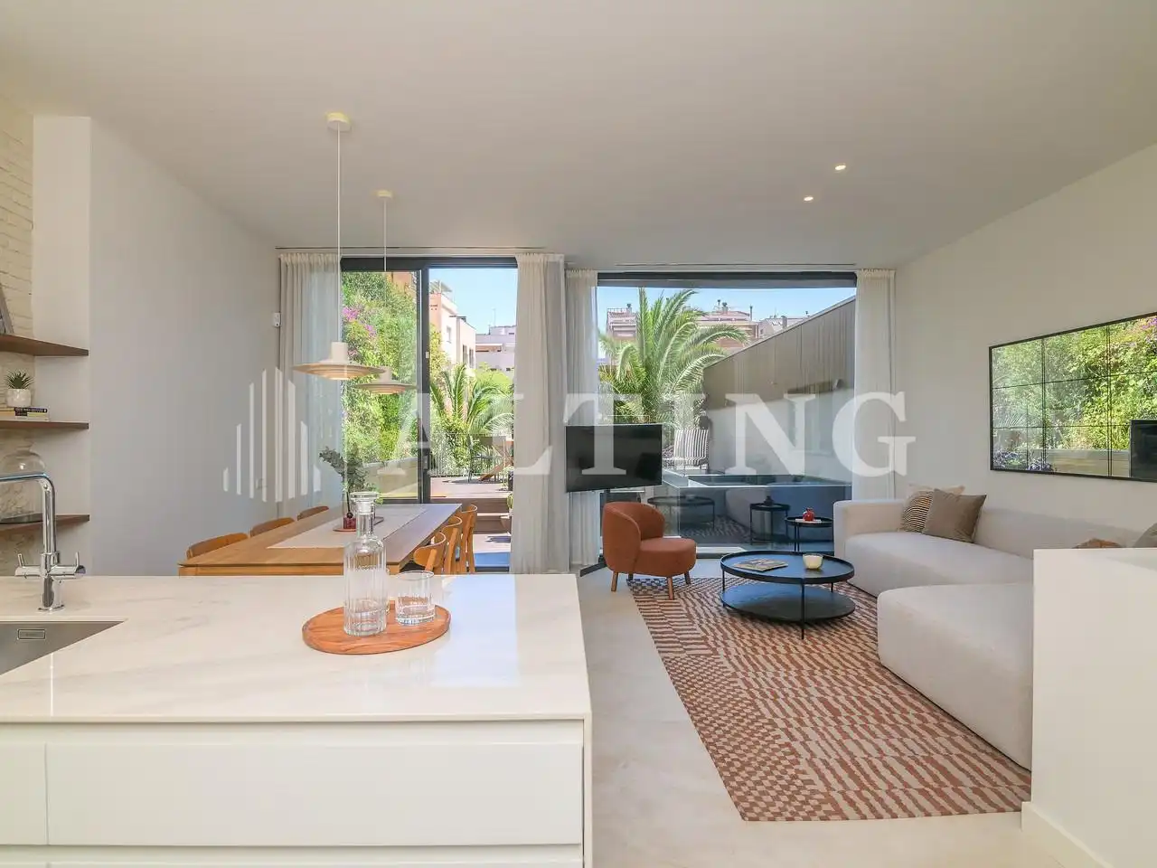 Wohnzimmer von Wohnung zum Verkauf in Barcelona mit Klimaanlage, Heizung und Privatgarten