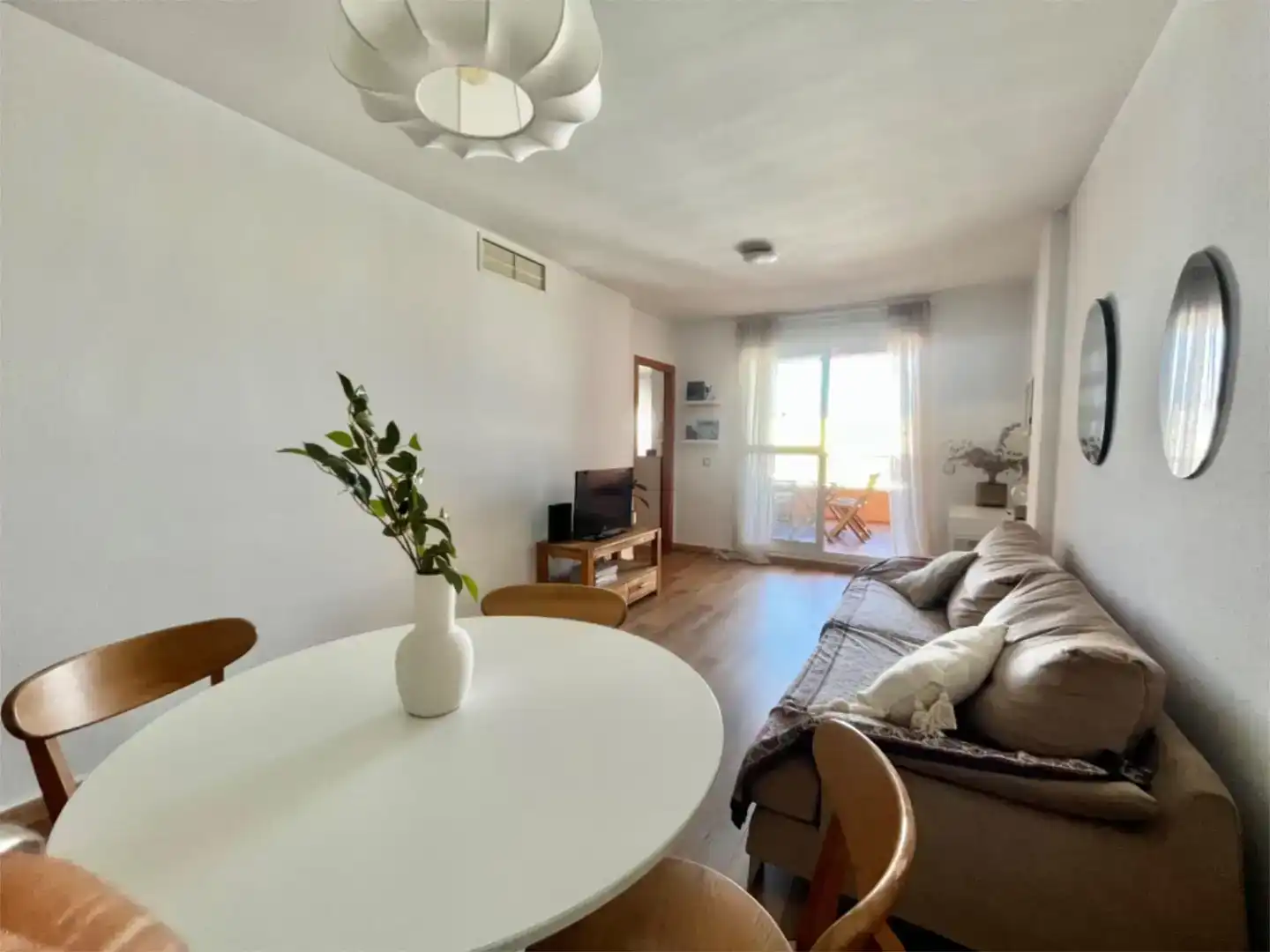 Living room of Flat for sale in Mojácar  with Air Conditioner, Private garden and Parquet flooring