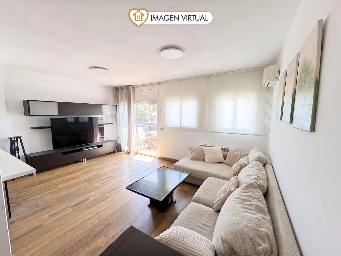 Sala de estar de Piso en venta en Castelldefels con Aire acondicionado, Calefacción y Parquet