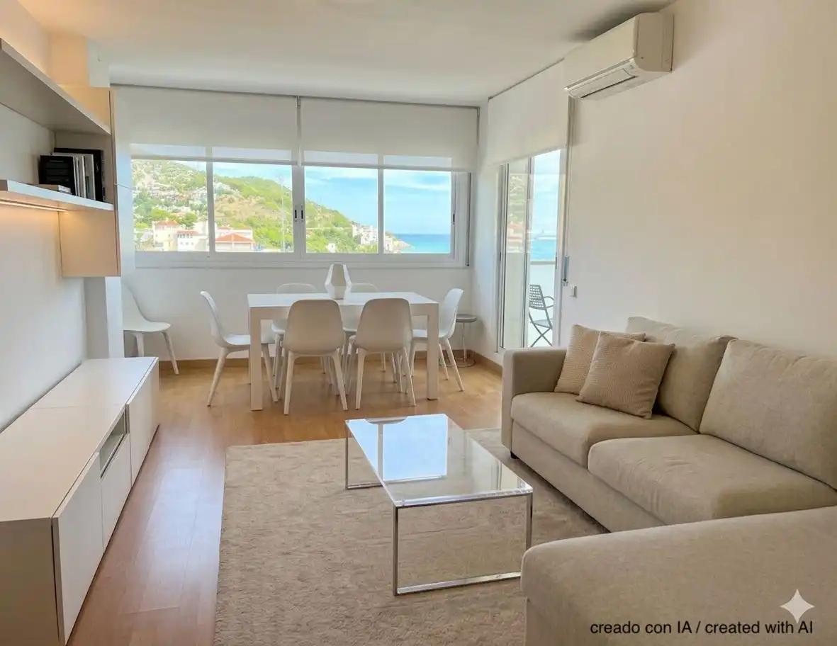 Sala d'estar de Pis en venda en Sitges amb Aire condicionat, Calefacció i Jardí privat