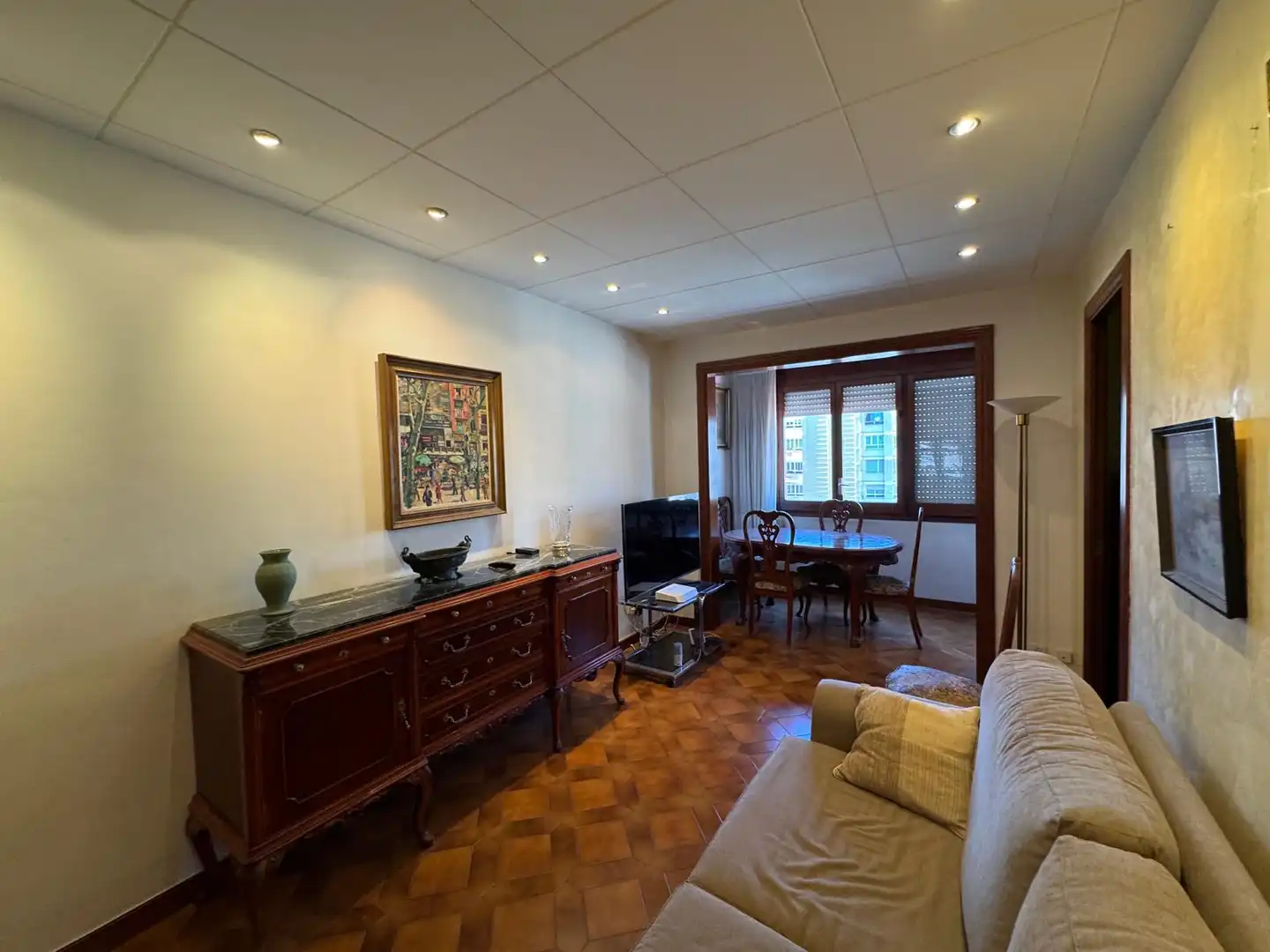 Sala de estar de Piso en venta en Barcelona con Parquet, Amueblado y Horno