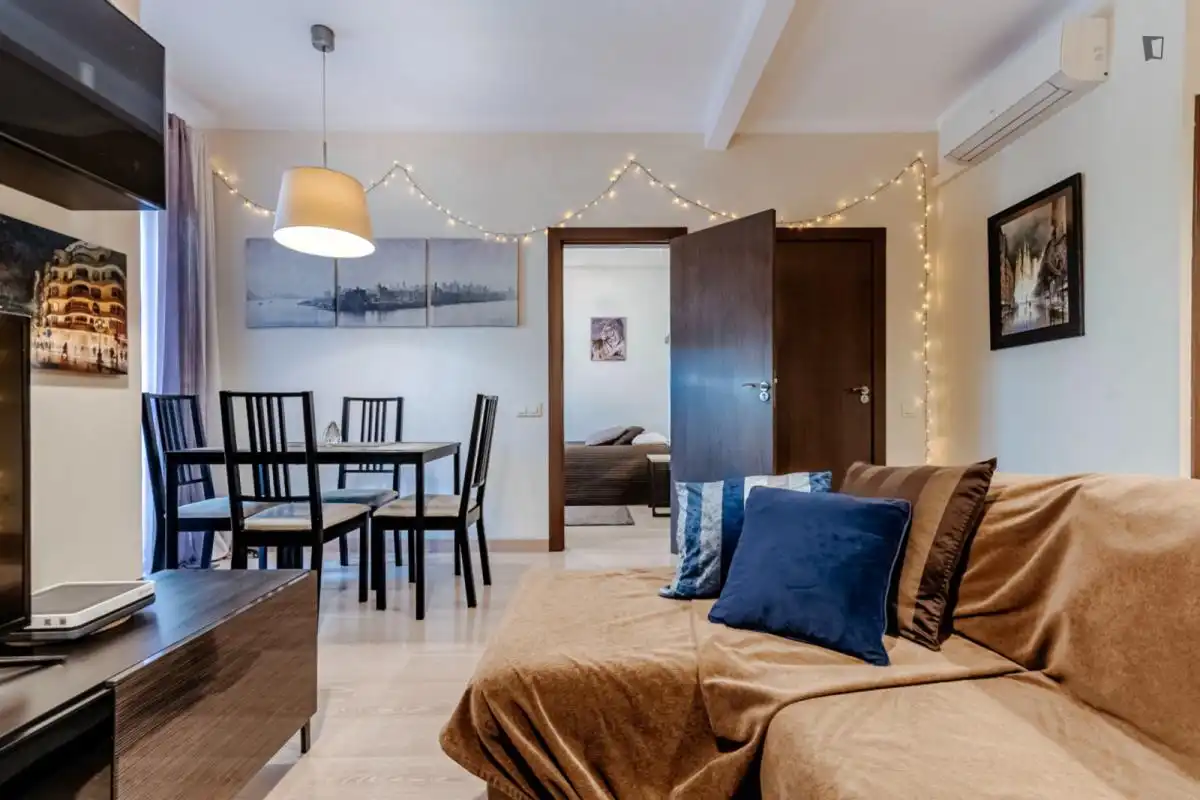 Sala d'estar de Apartament per a compartir en Barcelona amb Aire condicionat, Calefacció i Moblat