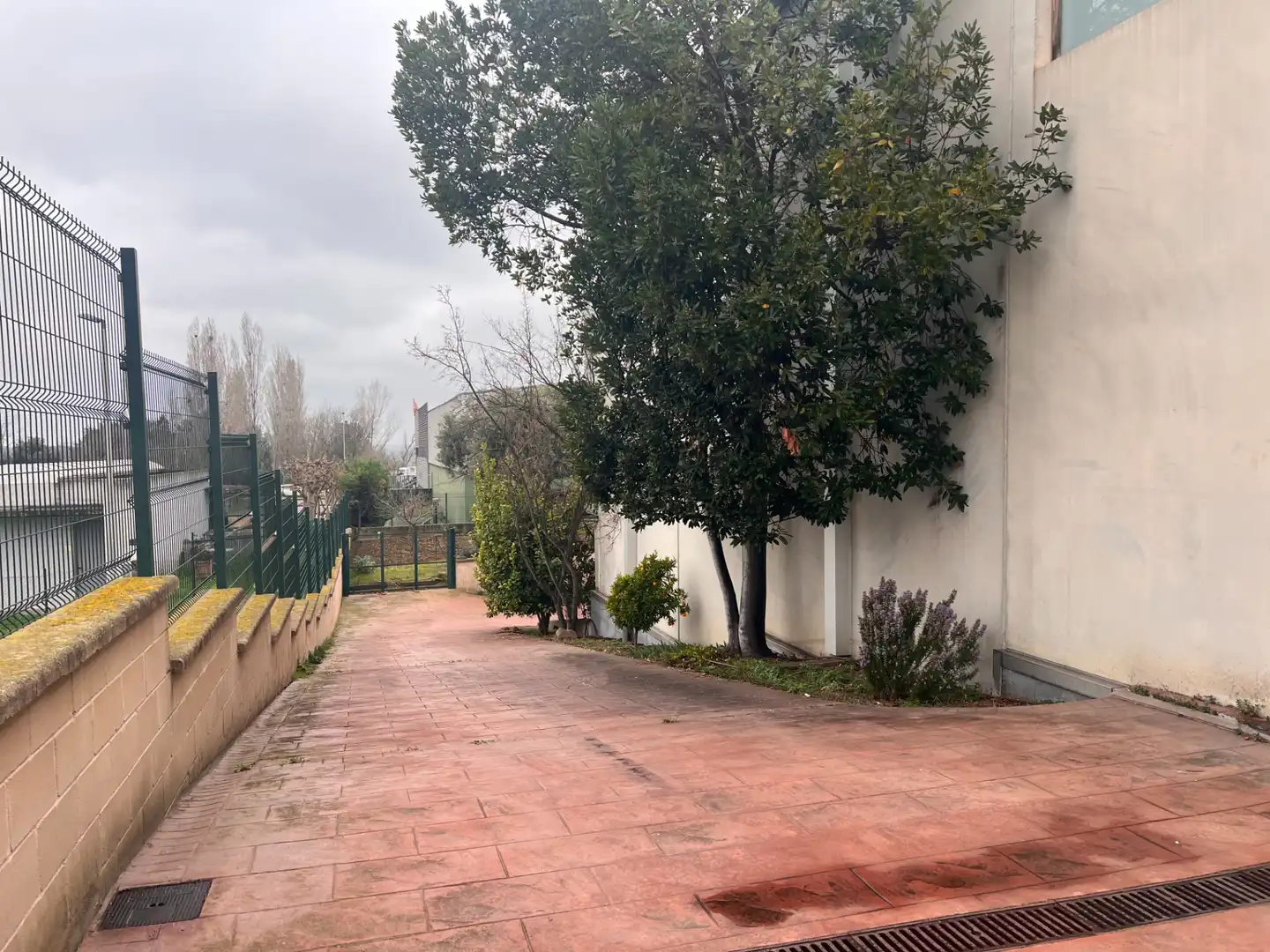 Garten von Fabrikhallen zur Miete in Cassà de la Selva mit Heizung und Alarm