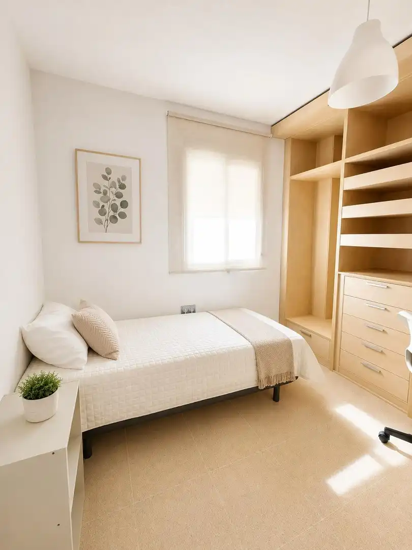 Schlafzimmer von Dachboden zur Miete in Málaga mit Klimaanlage, Privatgarten und Terrasse