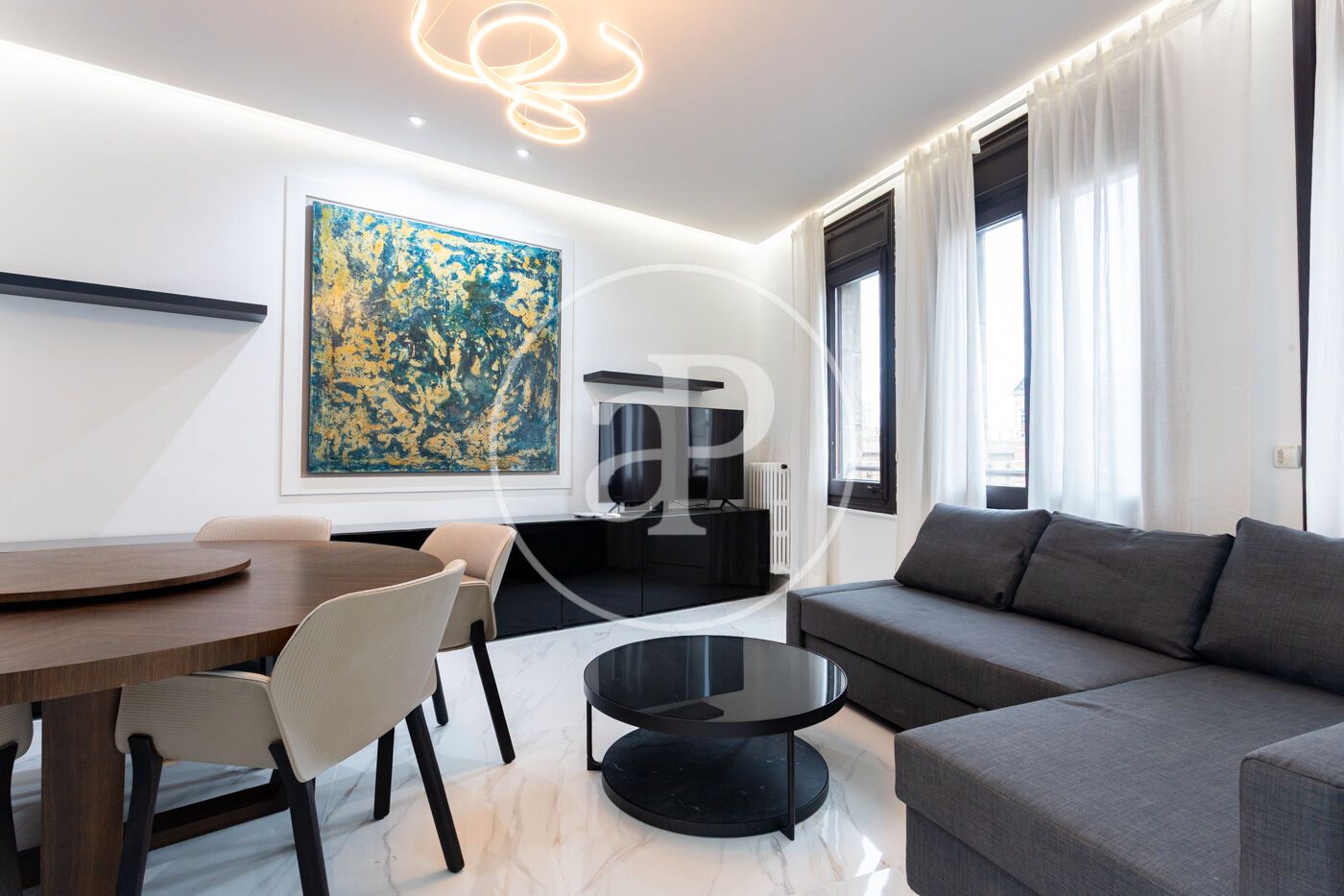 Living room of Flat to rent in  Barcelona Capital  with Air Conditioner, Heating and Furnished