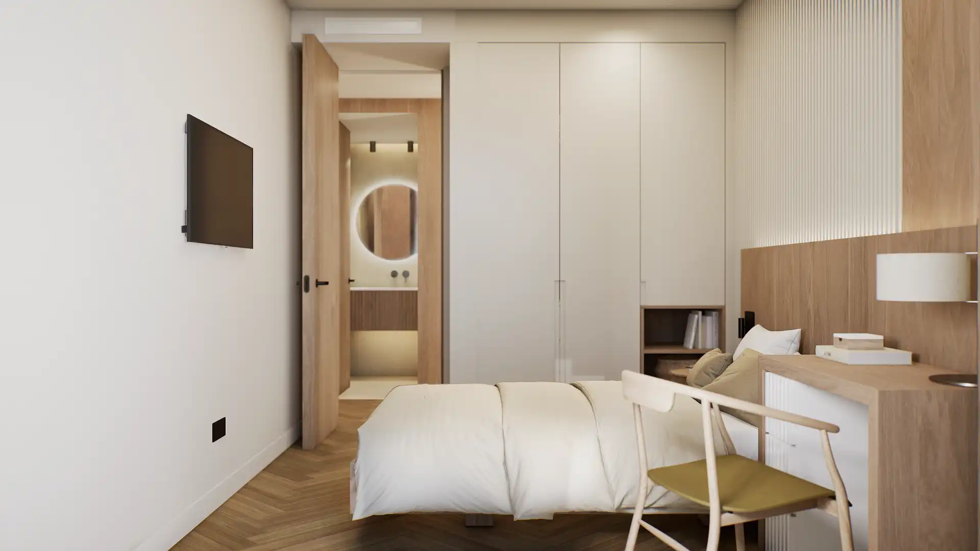 Schlafzimmer von Dachboden zum Verkauf in Málaga mit Klimaanlage, Terrasse und Schwimmbad