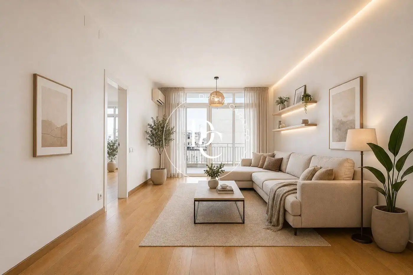 Wohnzimmer von Dachboden zum Verkauf in Barcelona mit Klimaanlage, Heizung und Terrasse