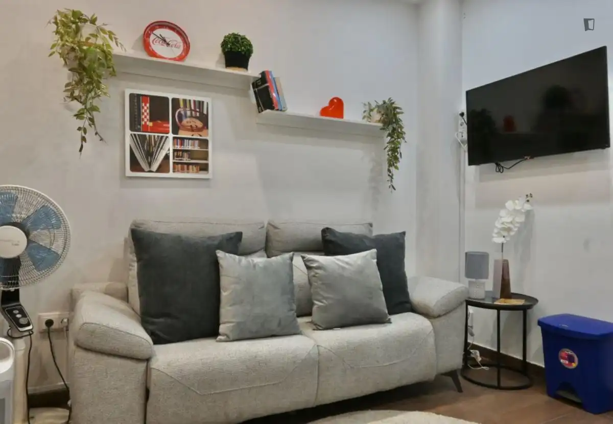 Sala d'estar de Estudi de lloguer en Madrid amb Aire condicionat, Moblat i Forn