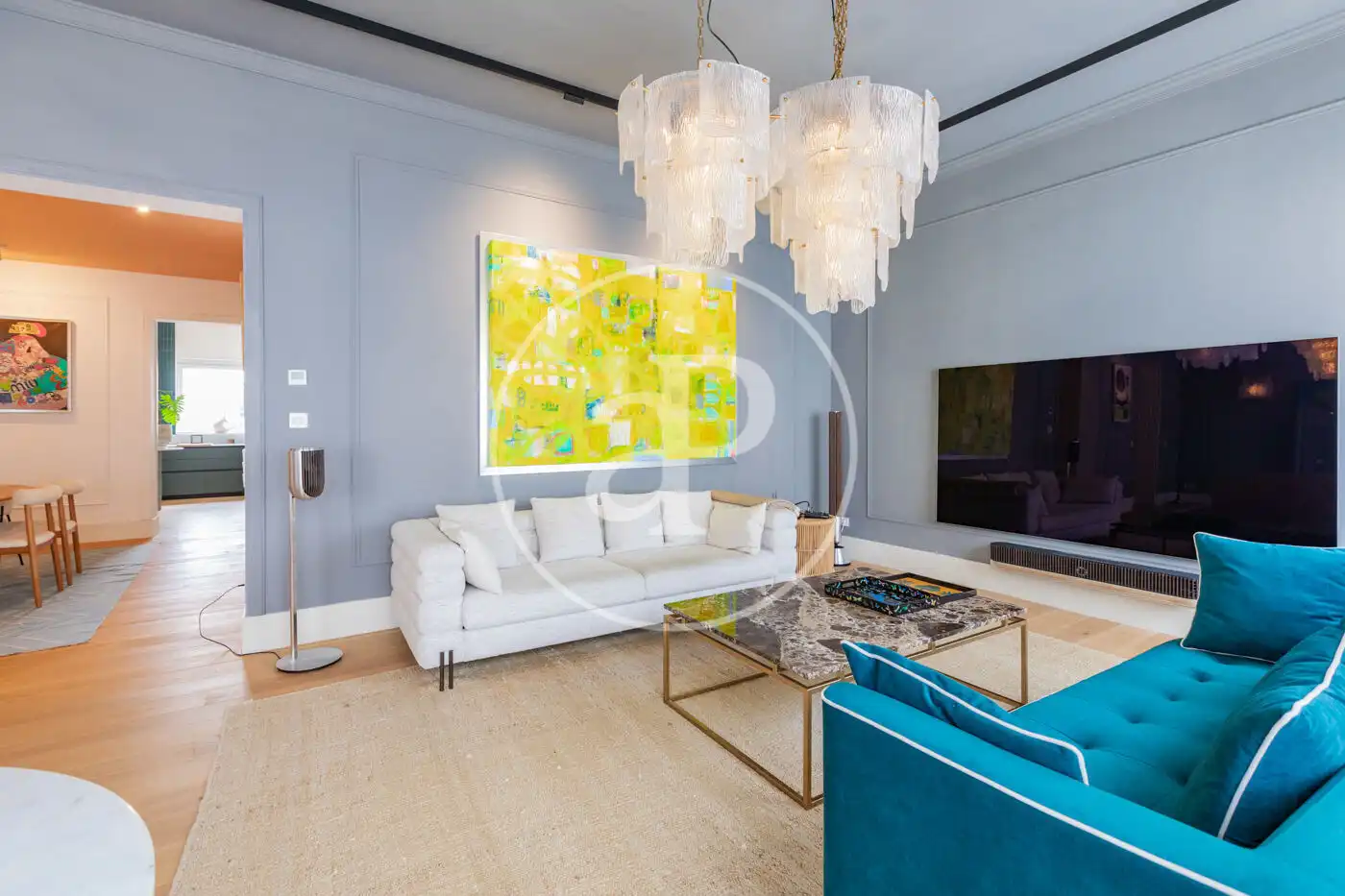 Wohnzimmer von Wohnung zur Miete in Madrid mit Klimaanlage, Heizung und Privatgarten