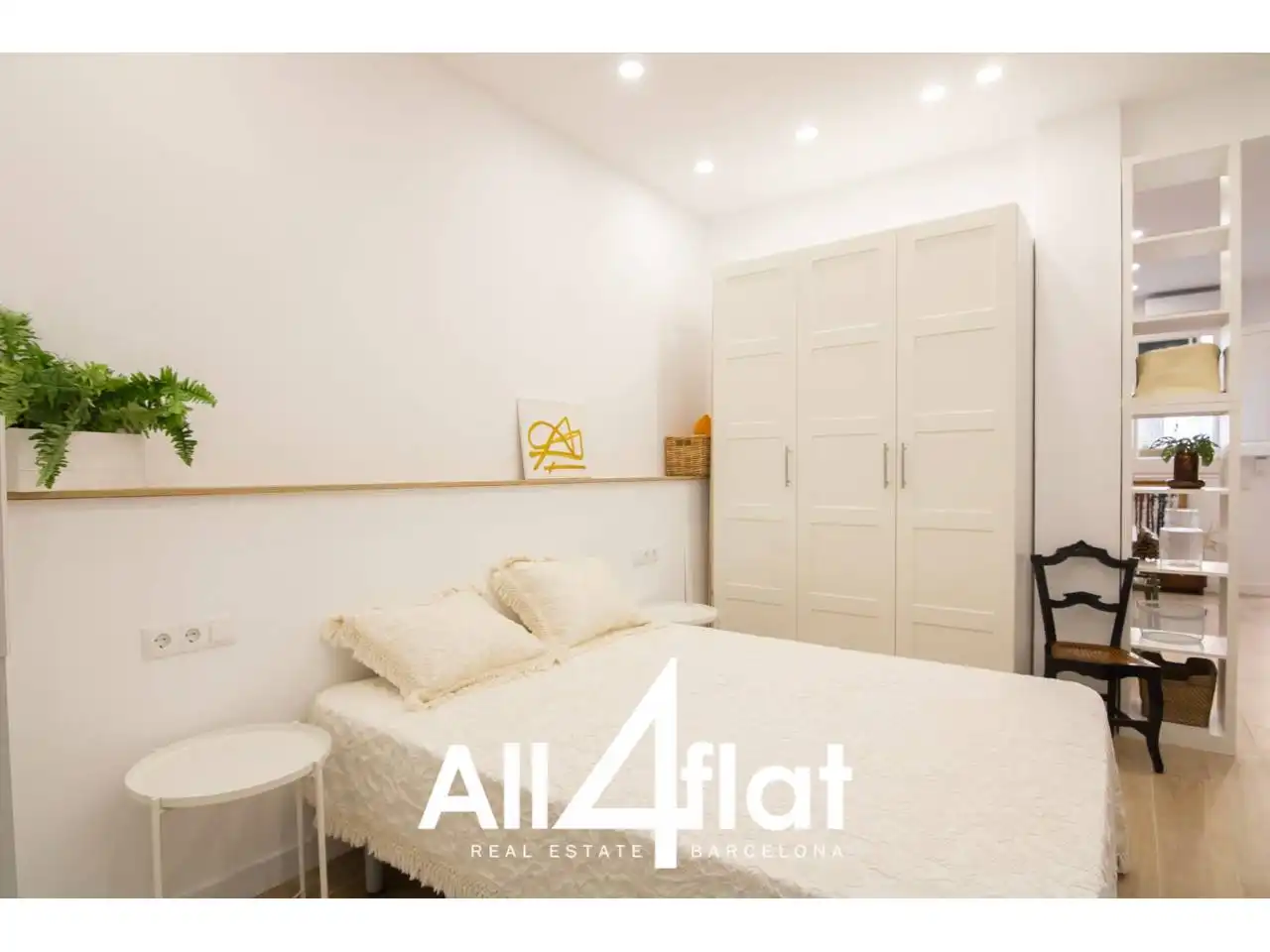 Schlafzimmer von Wohnung zur Miete in Barcelona mit Klimaanlage, Parkett und Möbliert