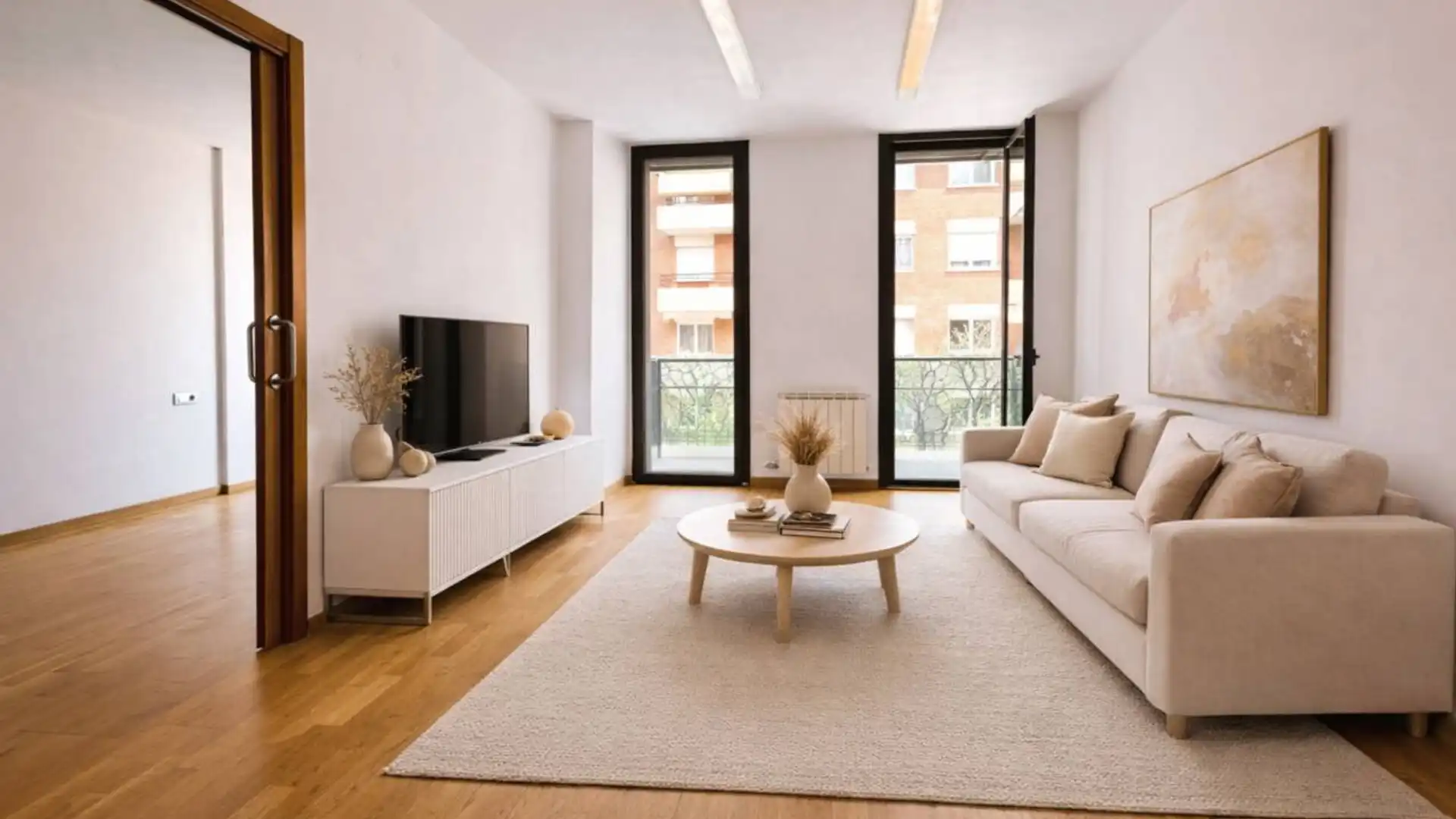 Living room of Flat for sale in Girona Capital  with Air Conditioner, Heating and Parquet flooring
