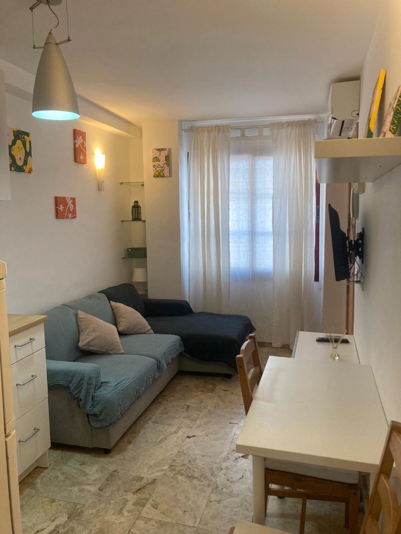 Sala d'estar de Apartament de lloguer en Benalmádena amb Aire condicionat i Moblat