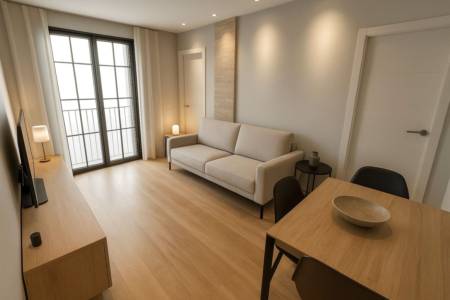 Living room of Flat for sale in Santa Coloma de Gramenet  with Air Conditioner, Heating and Parquet flooring