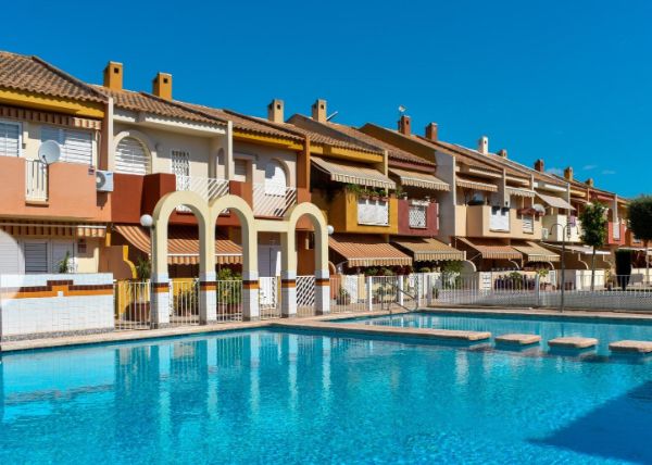 Exterior view of Single-family semi-detached for sale in San Javier  with Air Conditioner, Private garden and Terrace