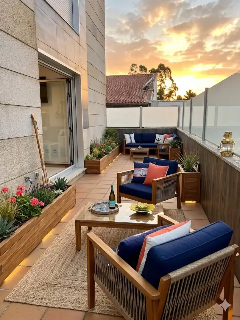 Terraza de Apartamento en venta en Sanxenxo con Jardín privado, Parquet y Terraza