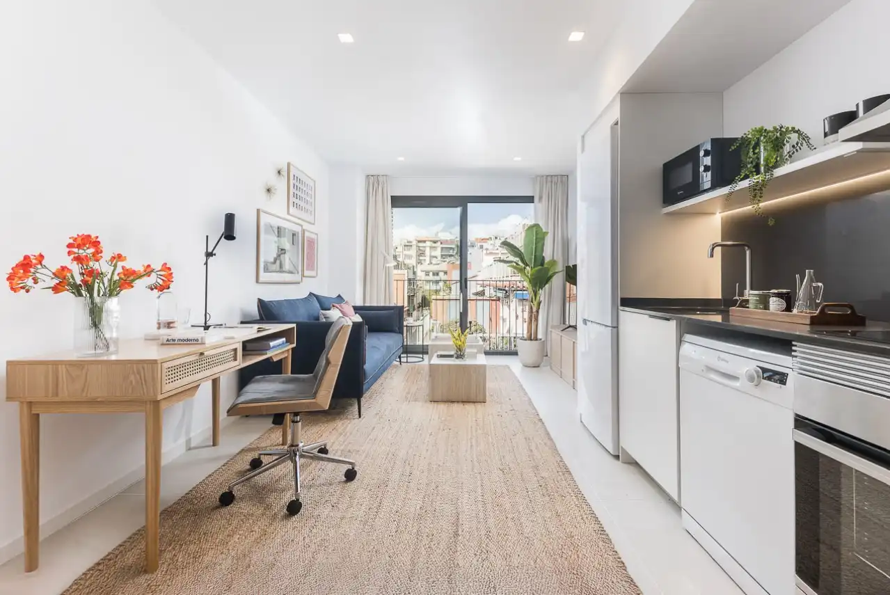 Sala de estar de Piso de alquiler en Barcelona con Aire acondicionado, Calefacción y Amueblado